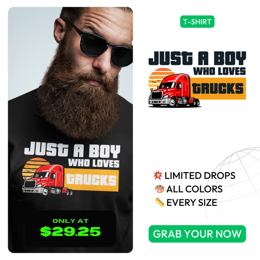 Just a Boy Who Loves Trucks – Men's Trucker Tee